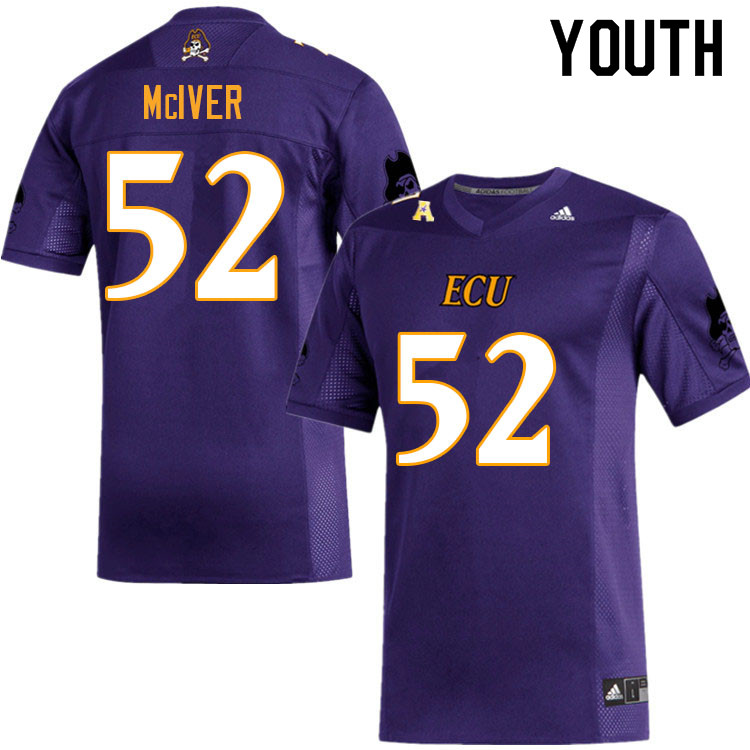 Youth #52 Xavier McIver ECU Pirates College Football Jerseys Sale-Purple - Click Image to Close